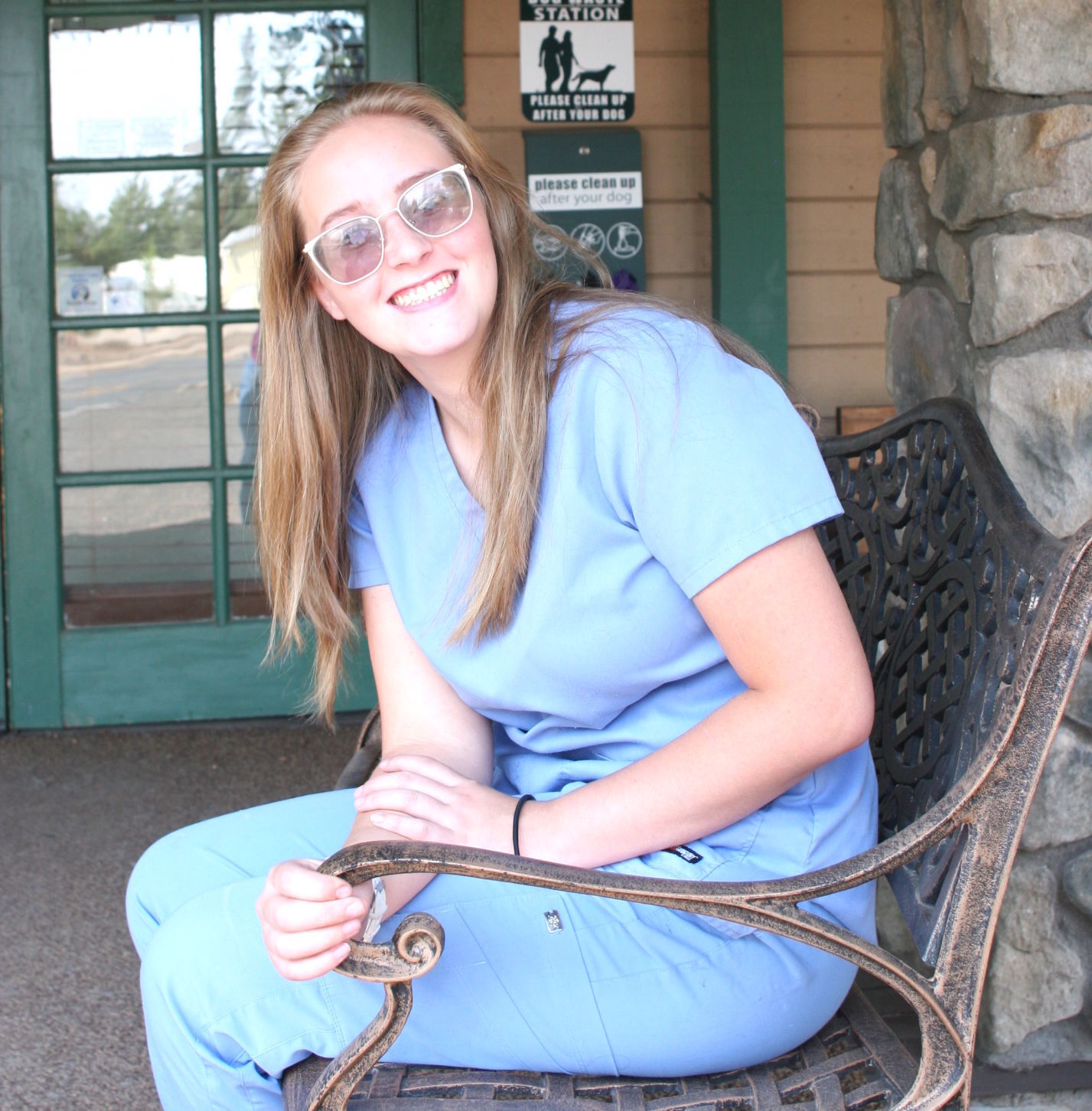 Chasity outside the vet office